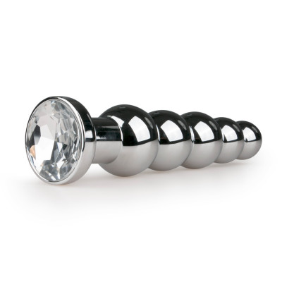 Easytoys Metal Butt Plug 150CLR - Anální šperk Stříbrná/Transparentní
