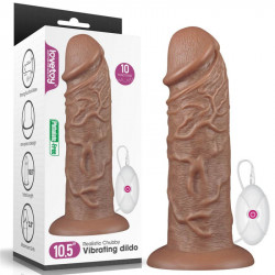 LoveToy Realistic Chubby Vibrating Dildo 10.5" Brown
