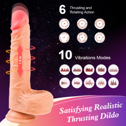 Paloqueth Thrusting Rotating Dildo 10 Vibration 6 Thrusting & Rotating Modes with Remote