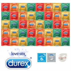 Durex Fruity Mix Balíček - 40 kondomů Durex + 2x lubrikační gel Pasante + ultra tenký Sagami Original 0.02 jako dárek