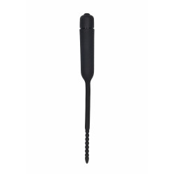 Ouch! Silicone Vibrating Bullet Plug with Beaded Tip Urethral Sounding Black