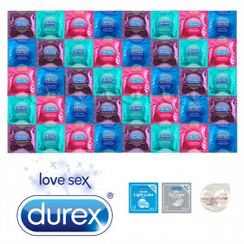Durex Exclusive Mix Balíček - 40 kondomů Durex + 2x lubrikační gel Pasante + ultra tenký Sagami Original 0.02 jako dárek