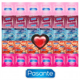 Pasante Mix pro každou příležitost - 30 kondomů Pasante + srdíčkový kondom jako dárek