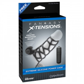 Pipedream Fantasy X-tensions Extreme Silicone Power Cage - Silicone Vibrating Penis Sleeve
