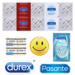 Package 13 Condoms Durex, Pasante, ESP and EXS + lubricant 4ml FREE as a Gift