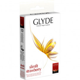 Glyde Slimfit Strawberry - Premium Vegan Condoms 10 pack
