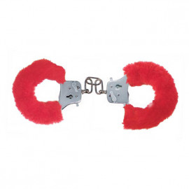 Toyjoy Furry Fun Cuffs - Soft Metal Handcuffs Red