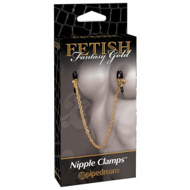 Fetish Fantasy Gold Chain Nipple Clamps - Golden Nipple Clamps with Chain