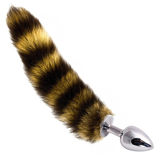 Dolce Piccante Jewellery Small Silver Stripe Tail - Anal Pin with a Raccoon ...