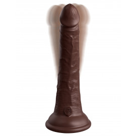 Pipedream King Cock Elite 7" Vibrating Silicone Dual Density Cock with Remote Brown