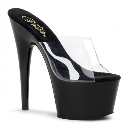 Pleaser Adore-701 - Dámske sexy papuče Čierno-priehľadné Lakované