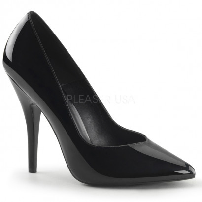 Pleaser Seduce-420V - Női sexy cipő Fekete Lakkozott